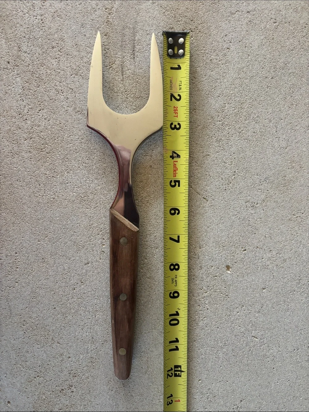 Stainless Steel and Wood Two-Prong Serving Fork - Brown